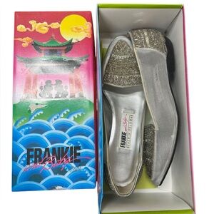 Y2K Beverly Feldman Beaded Sheer Mesh Flats Womens Size 7.5 Glam Metallic
